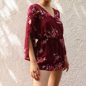 Maroon Flower Pattern Romper